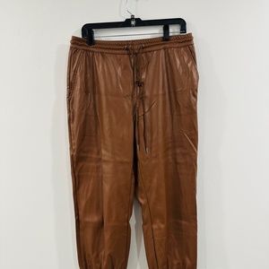 Faux Leather Brown joggers size M